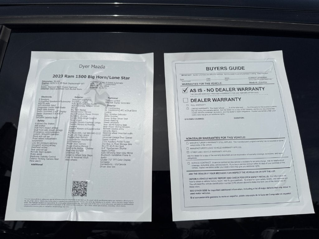2023 RAM 1500 Big Horn Crew Cab 4x2 5'7" Box